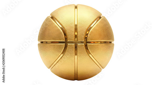 Detailed golden basketball ball with reflective texture basketball metallic precious expensive achievement treasure glamorous isolated