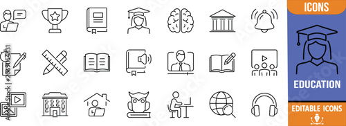Photography Online education learning vector icons