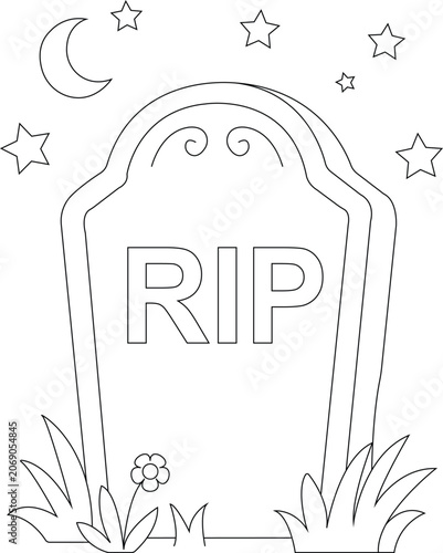 Tableau sur toile Spooky RIP Tombstone Halloween Coloring Sheet