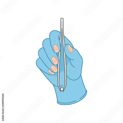 Tableau sur toile A blue-gloved hand holds a surgical scalpel with precision