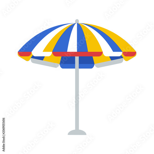 Colorful Beach Umbrella Opened on a Sunny Day for Relaxation
