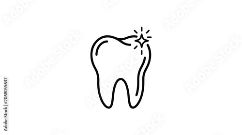 Tableau sur toile Minimalist tooth icon with sparkling shine, clean dental health vector illustrat