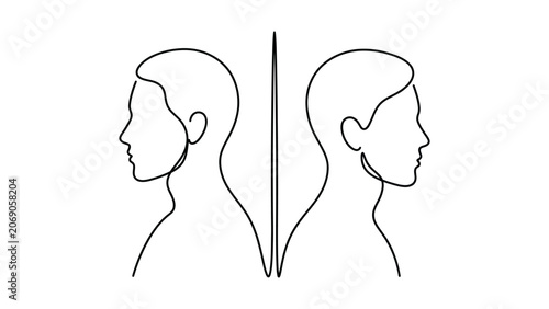 Line drawing of two human head profiles.