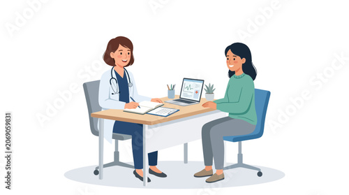 Doctor consulting patient in medical office, health check concept