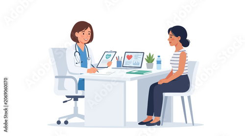 Doctor Consulting Patient, Medical Check-up, Healthcare Consultation, Clinic Visit