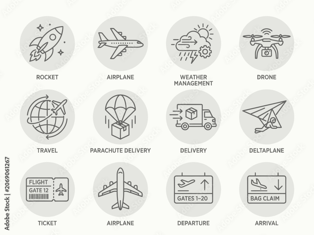 Obraz premium Airplane Delivery Flight Travel Icon.