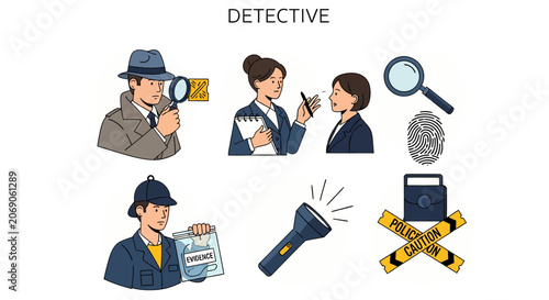 Photos Illustration of a detective character.
