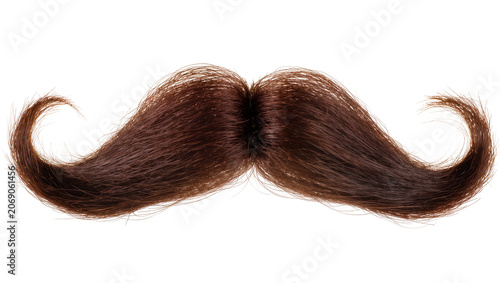 Obraz na płótnie Dark brown handlebar mustache with curled ends, isolated on transparent backgrou