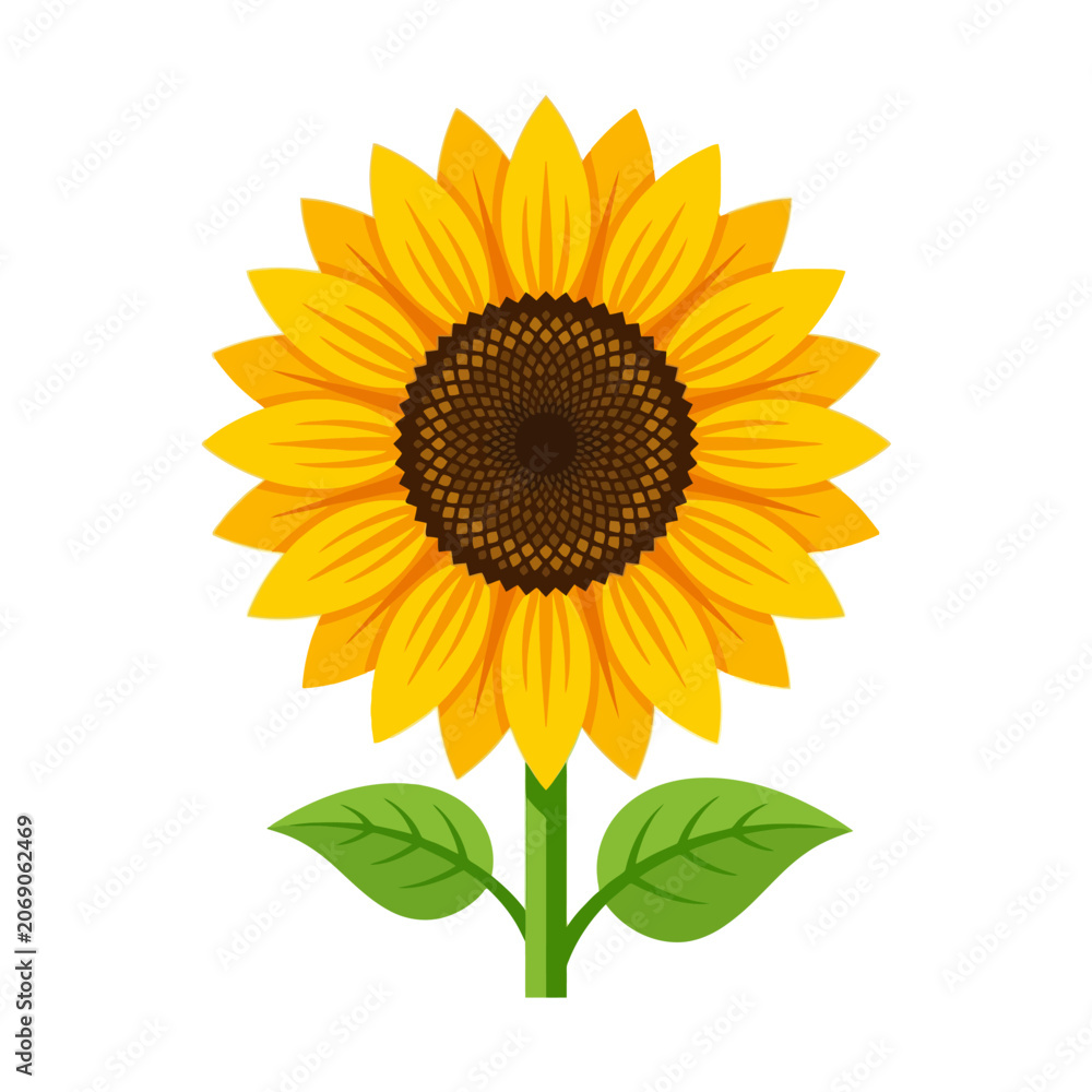 Obraz premium A vibrant yellow sunflower illustration on a white background