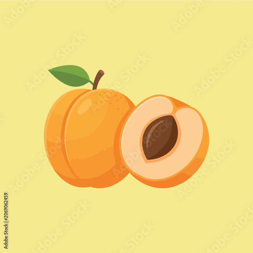 Tableau sur toile A fresh whole apricot and a sliced half with a pit