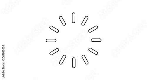 Minimal black outline loading icon of a progress bar circle isolated on a simple white background for web design.
