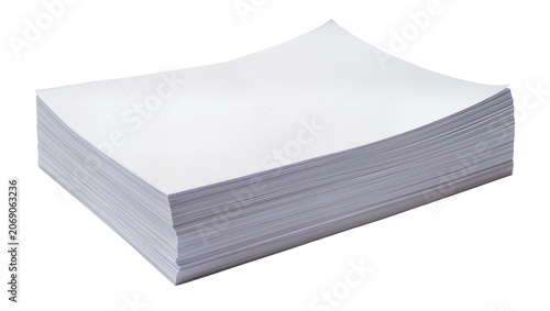Foto Stack of blank white paper sheets, isolated on transparent background