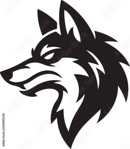 Wolf Head Mascot Silhouette Vector Illustration Isolated on White Background
