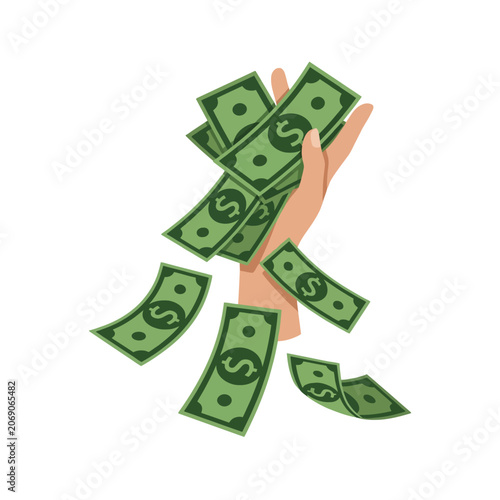 Fotografía A hand releasing a cascade of money in vibrant motion