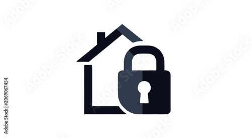 Partial minimalist flat illustration of a black house outline with a v
