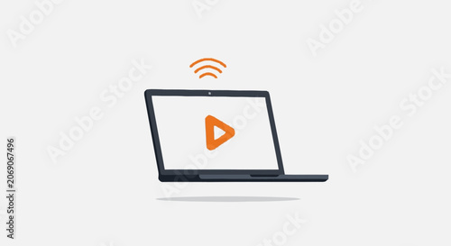 Partial minimalist flat illustration of a black laptop-like device wit