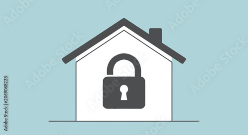 Partial minimalist flat illustration of a white house icon with a dark