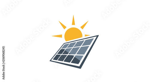 Partial minimalist flat illustration of a yellow sun with triangular r