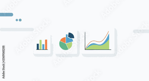 Partial minimalist flat illustration of abstract user interface and da