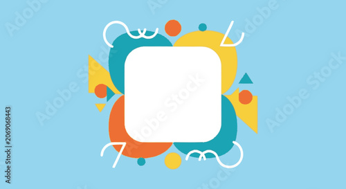 Partial minimalist flat illustration with abstract geometric shapes in