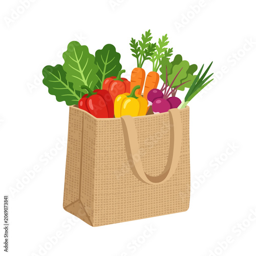 Fresh Vegetables in a Paper Bag for Healthy Eating