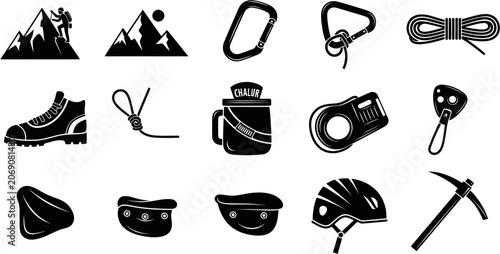 Fotografía Climbers prepare for ascent with gear and equipment on mountain trails