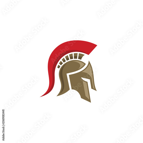 Fotografie Illustration of a Classic Spartan Warrior Helmet with Bold Red Crest Feathering