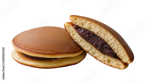 Canvastavla Isolated Japanese dorayaki pancakes with sweet red bean paste filling, delicious