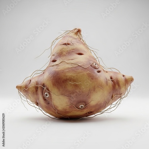 Fresh Jerusalem Artichoke Tuber on a White Background.