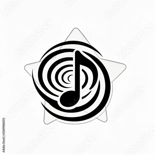 Music Symbol Design, Musical Note, Abstract Circles and Star