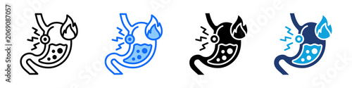 Canvastavla Upset Stomach Icon Set Multi Style Vector Illustration