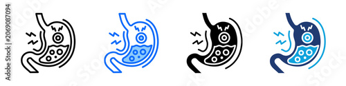 Cuadro en lienzo Gastric Discomfort Icon Set Multi Style Vector Illustration