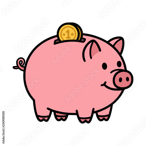 Cute pink animal money container symbol representing financial literacy and compound interest