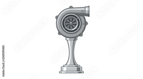 Foto Silver turbocharger trophy award illustration isolated on white background