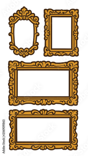 4 Decorative Rectangular Oval Frame Vector SVG Clipart Set for Certificate