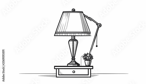 Desk lamp with adjustable arm standing.