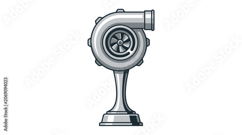 Bild auf Leinwand Automotive racing trophy icon featuring a silver turbocharger design