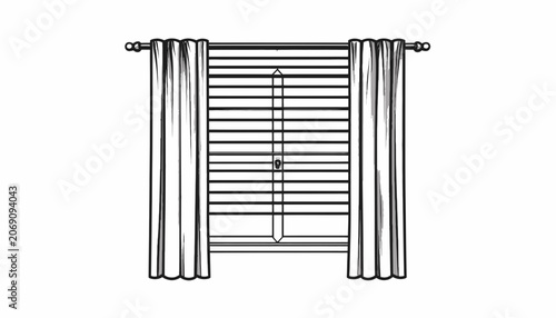 Curtain with horizontal blind window.