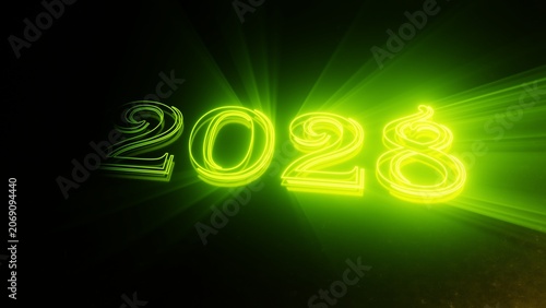 Green glowing 2028 New Year dark background