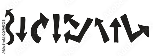 A collection of hand-drawn black doodle arrows.