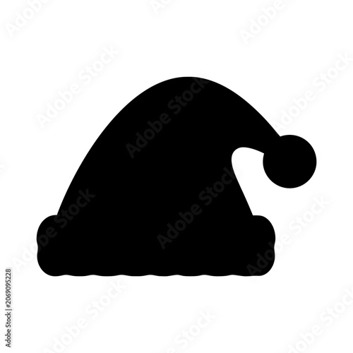 Black Santa hat silhouette isolated on transparent background, perfect for Christmas holiday logos, winter celebration branding, DIY crafts, plotter vinyl decals, and laser engraving
