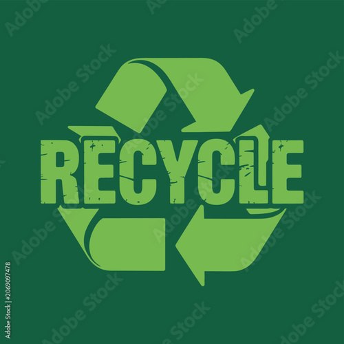 Recycle sign green eco symbol for sustainability and waste management
