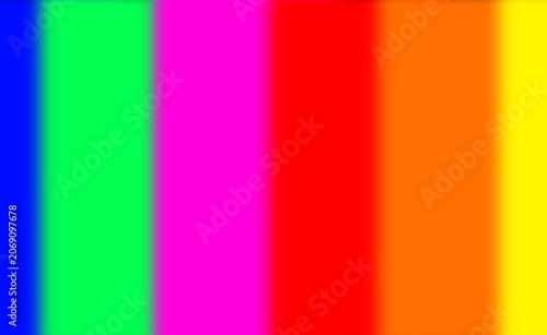 Abstract blurry background with vertical rainbow stripes of blue green pink red orange and yellow colors for graphic design