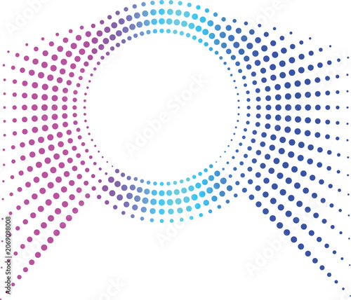 Abstract halftone vector background with circular dot pattern and colorful geometric texture wallpaper and wave design