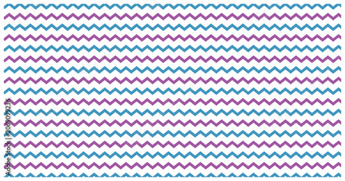 Tableau sur toile Vibrant zigzag pattern with alternating bright blue and purple lines on white background for playful designs