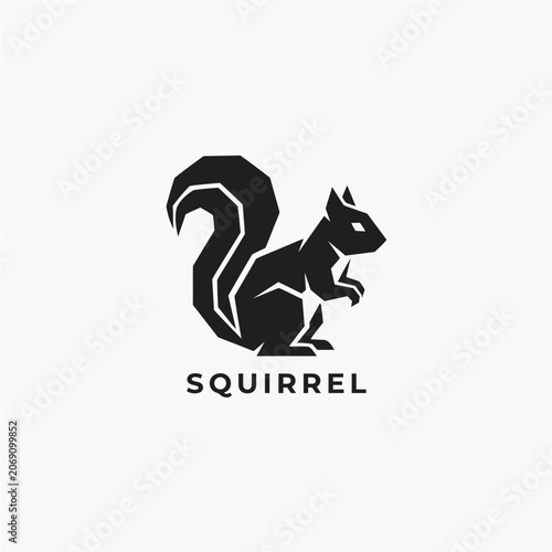 Minimalist squirrel logo design vector illustration icon isolated on white background for eco friendly organic brand identity creative business