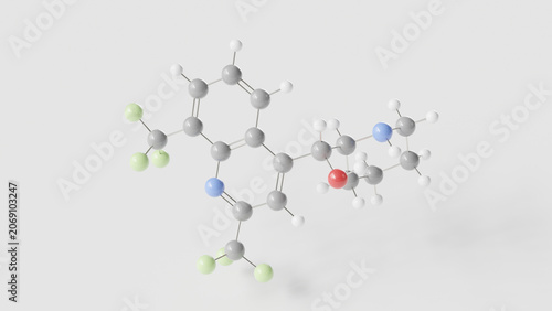 Konstfotografi mefloquine molecule 3d, molecular structure, ball and stick model, structural ch