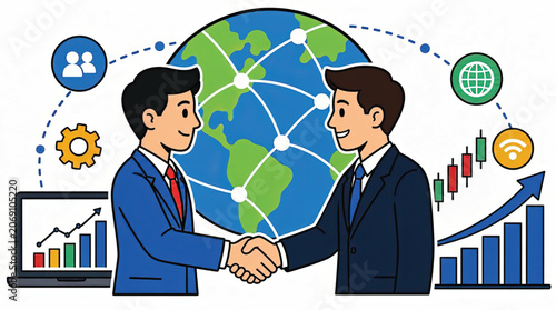 Two businessmen shaking hands in agreement.