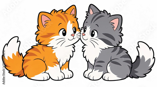 Two Cute Kittens Face to Face.