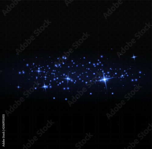 Glowing blue light dust particles cluster isolated on black background magical shimmer effect for graphic design compositing particles abstract background particle